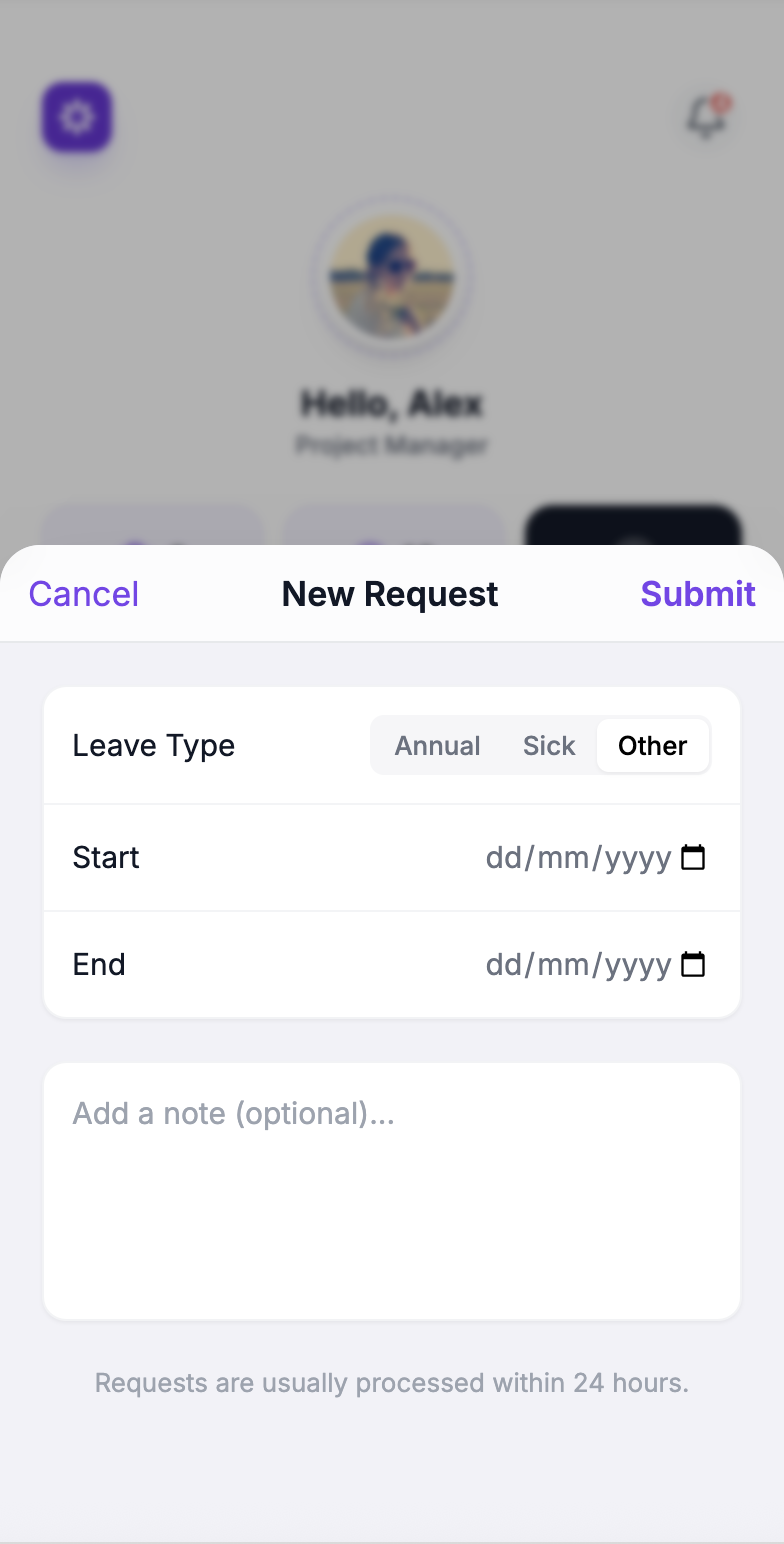 Leave Request Screen